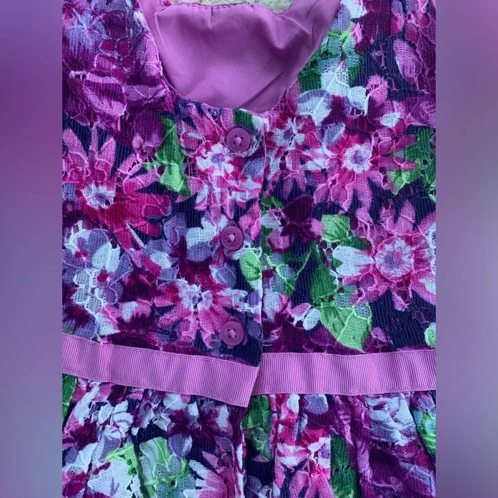 Gymboree Size 5 Purple Flower Eyelet Overlay Dress